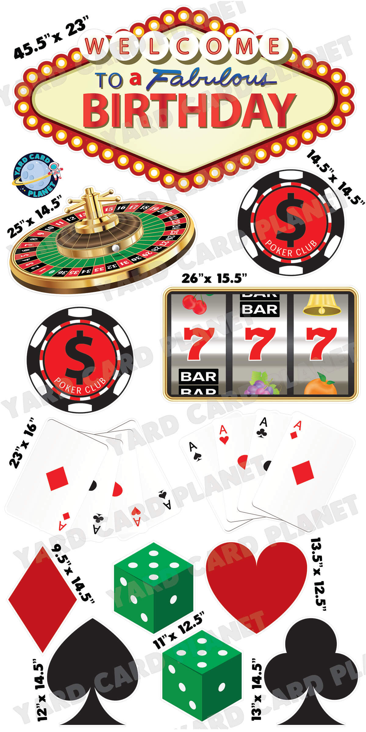 Las Vegas Birthday EZ Quick Sign and Yard Card Flair Set