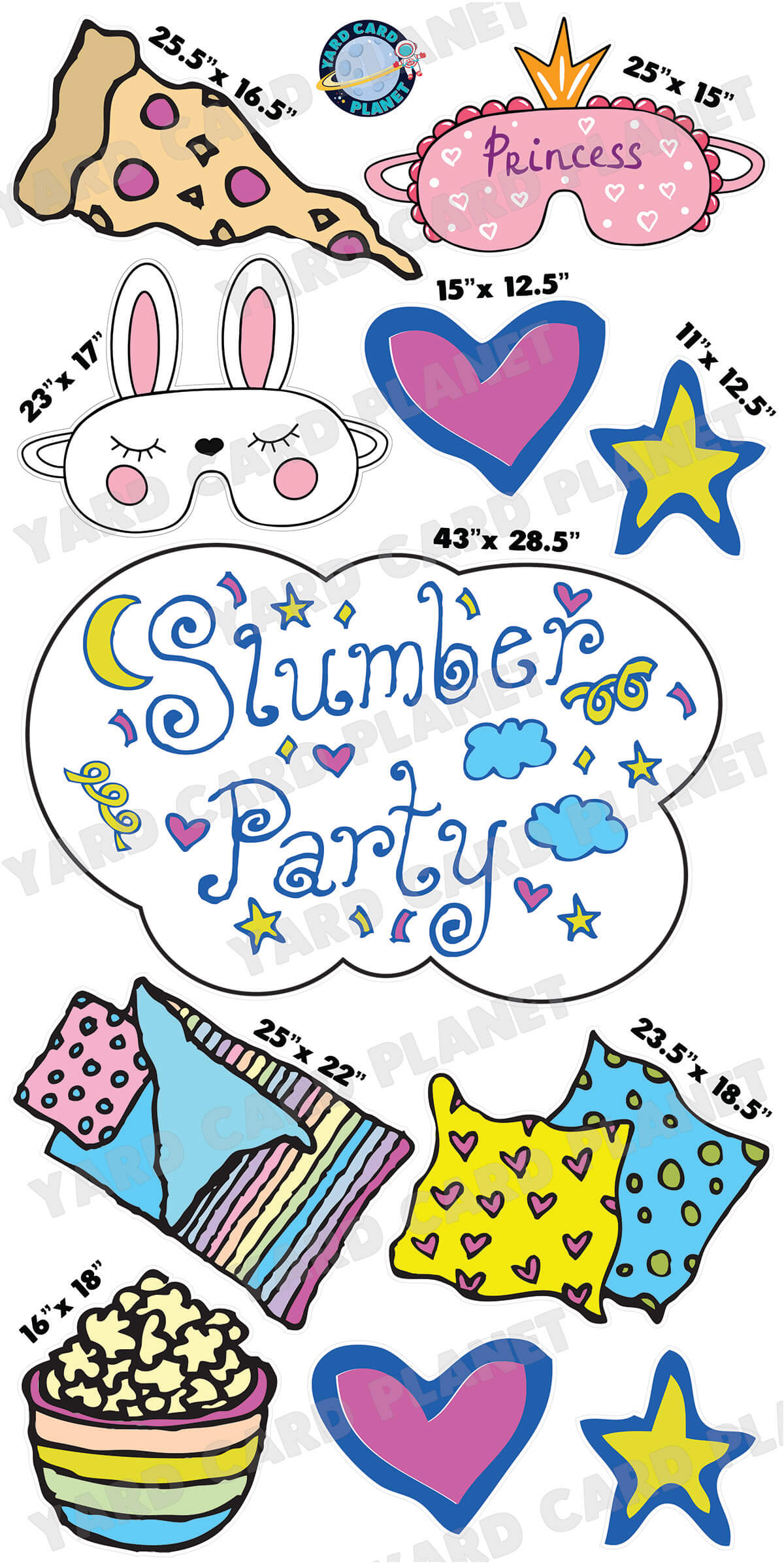 Slumber Party EZ Quick Sign and Yard Card Flair Set