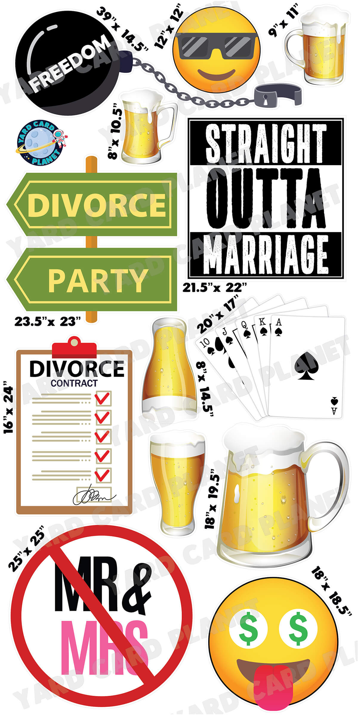 Finally Divorced For Men Yard Card Flair Set