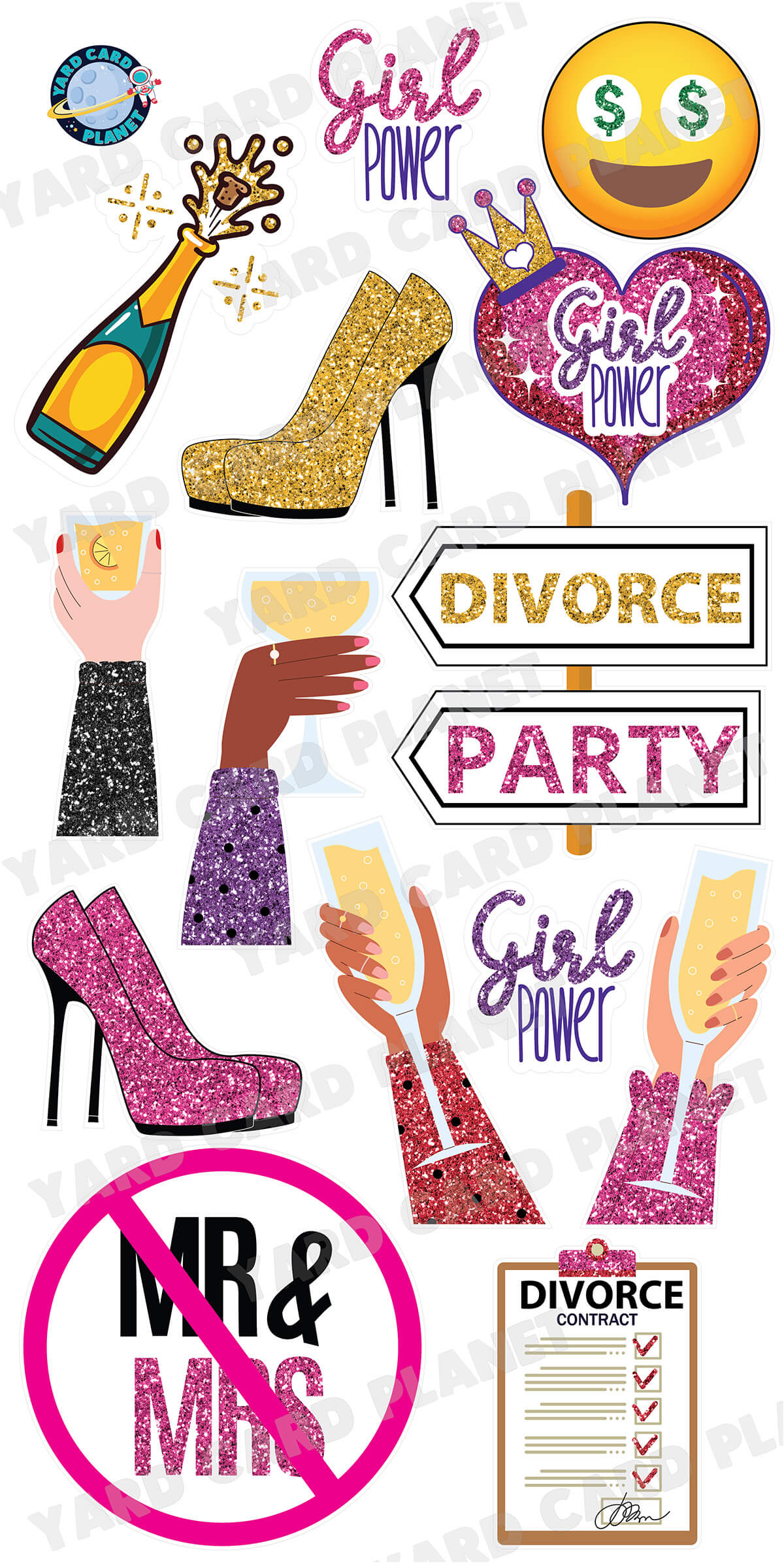 Finally Divorced For Women Yard Card Flair Set