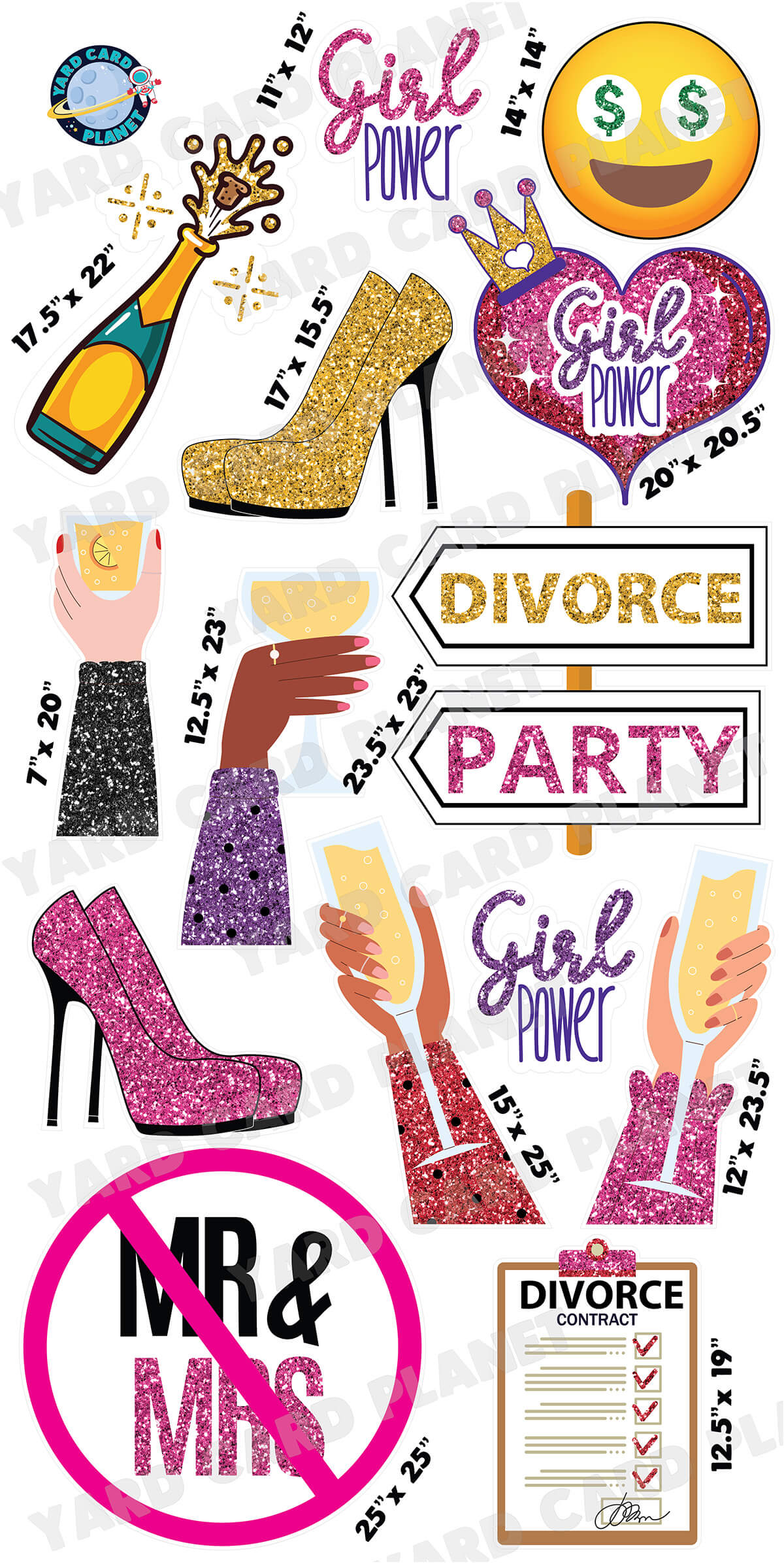 Finally Divorced For Women Yard Card Flair Set