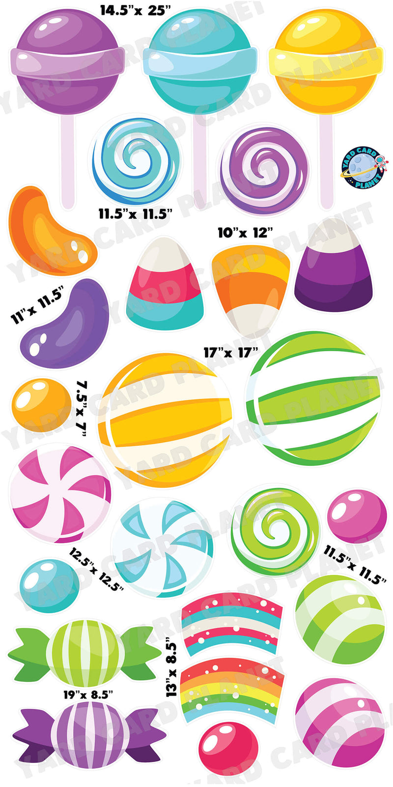 Colorful Candy Yard Card Flair Set
