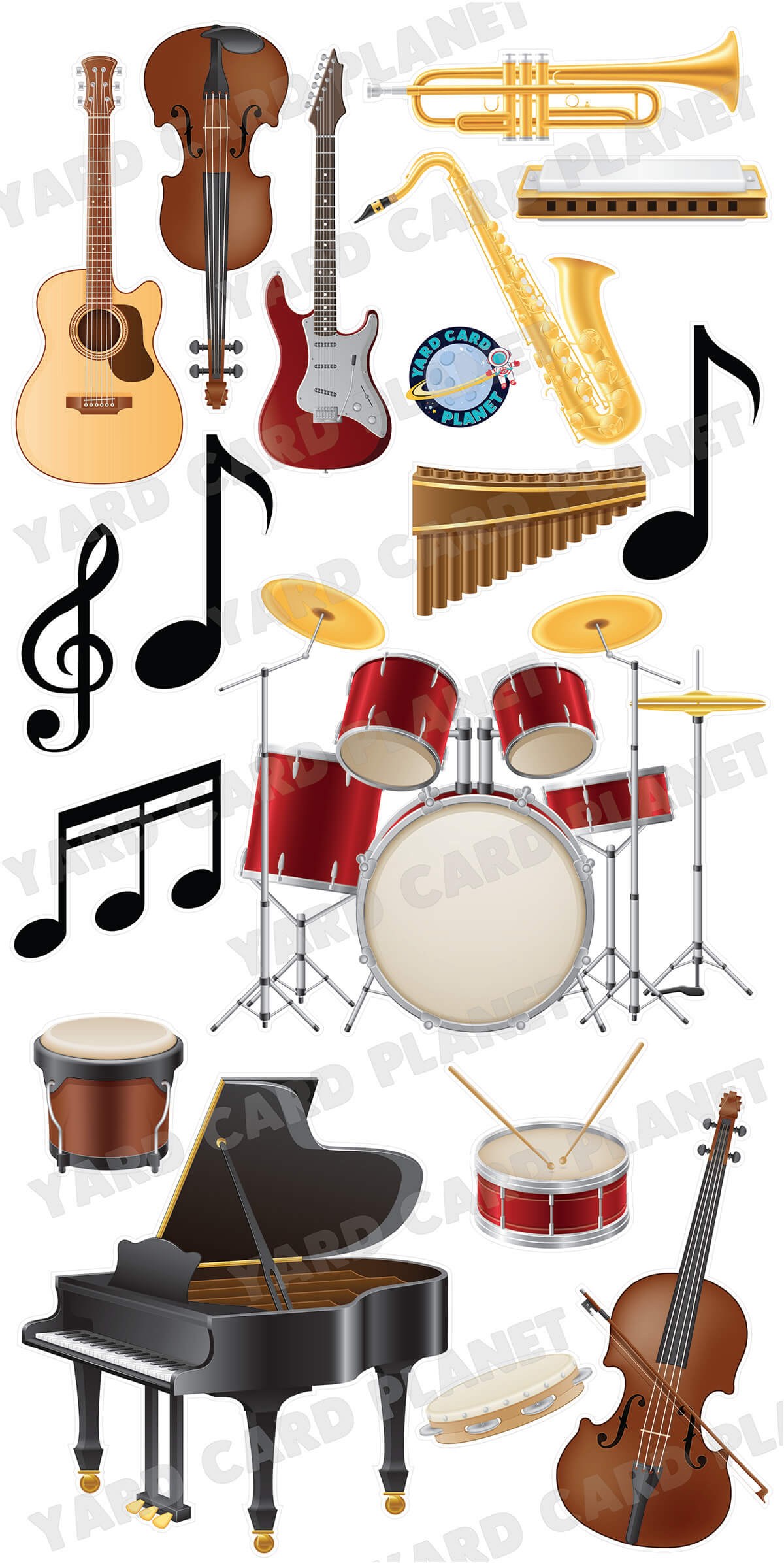 Musical Instruments Yard Card Flair Set