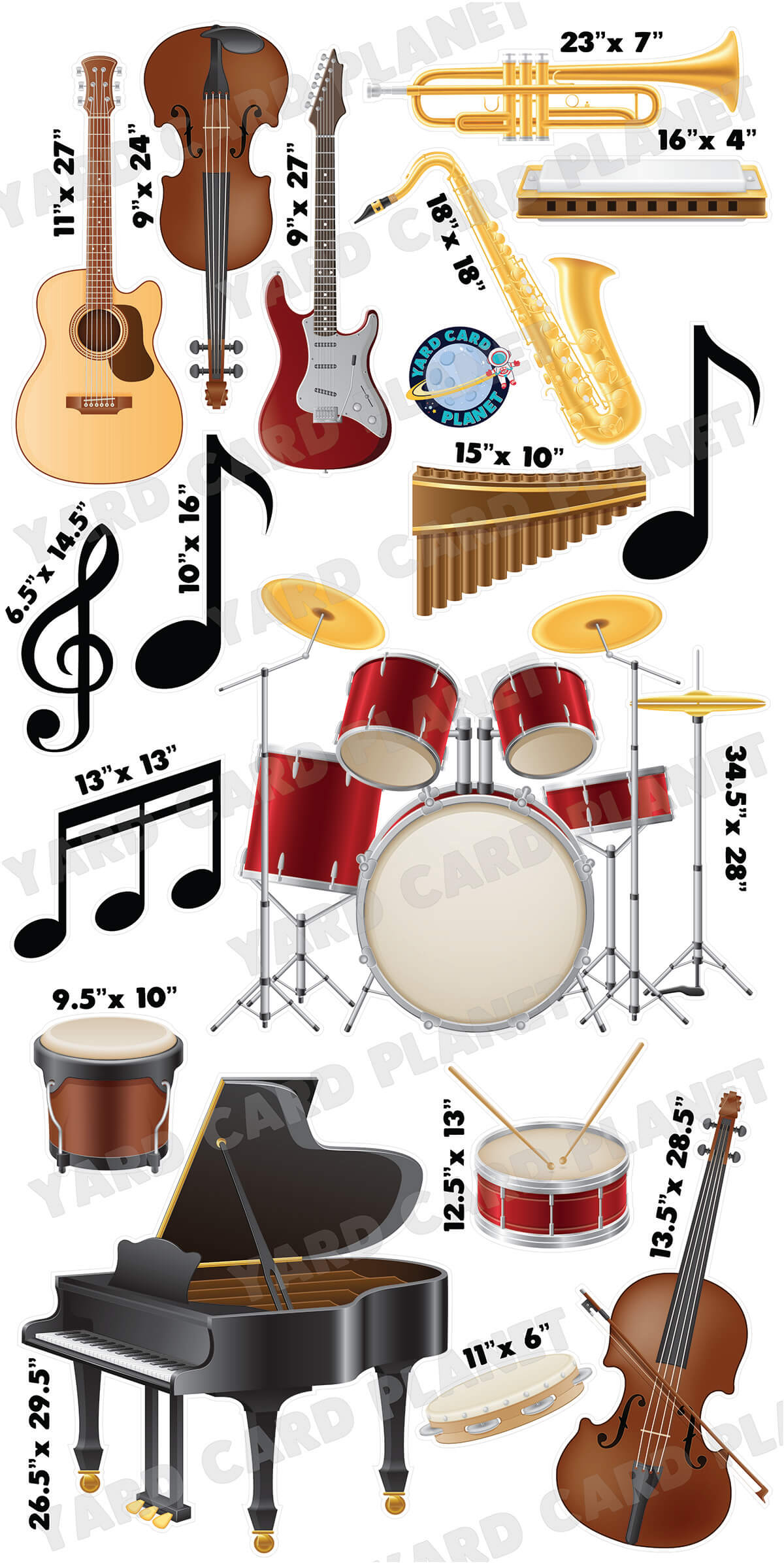 Musical Instruments Yard Card Flair Set