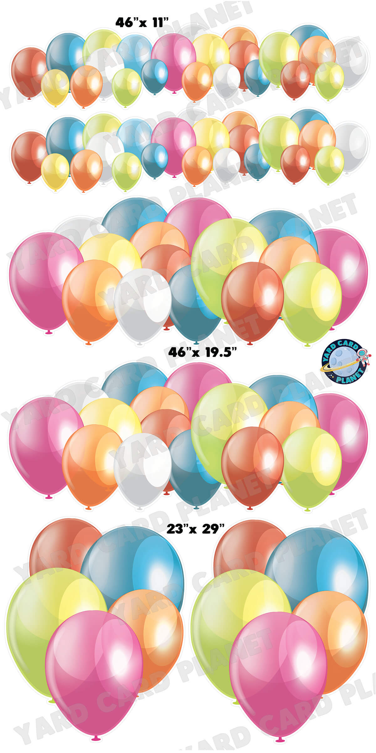 Colorful Balloons EZ Setup Panels and Borders Yard Card Set