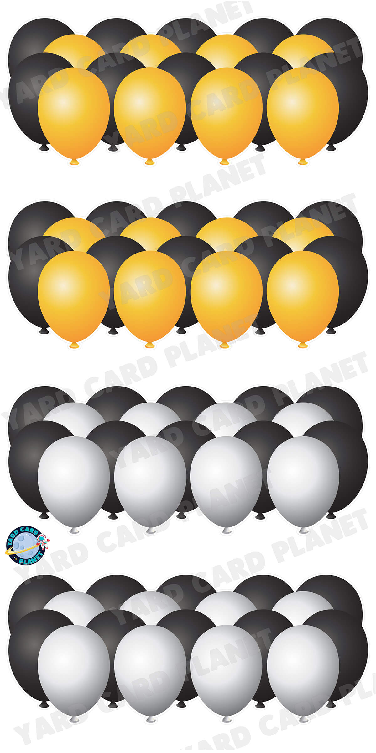 Black and Gold / Black and Silver Balloons EZ Setup Panels and Borders Yard Card Set