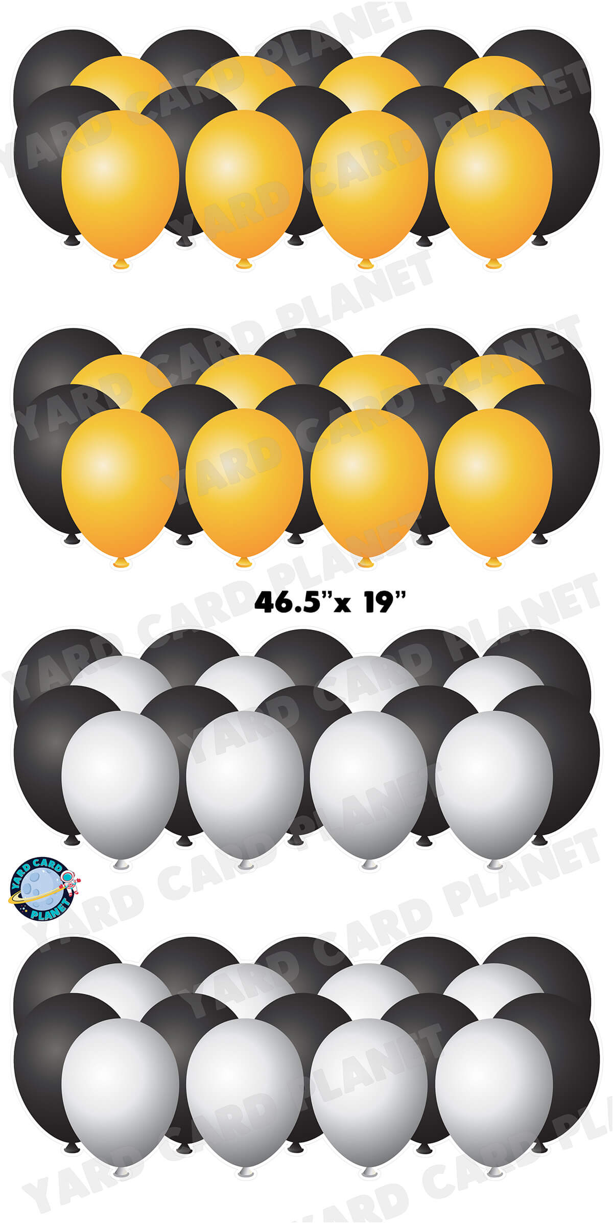 Black and Gold / Black and Silver Balloons EZ Setup Panels and Borders Yard Card Set