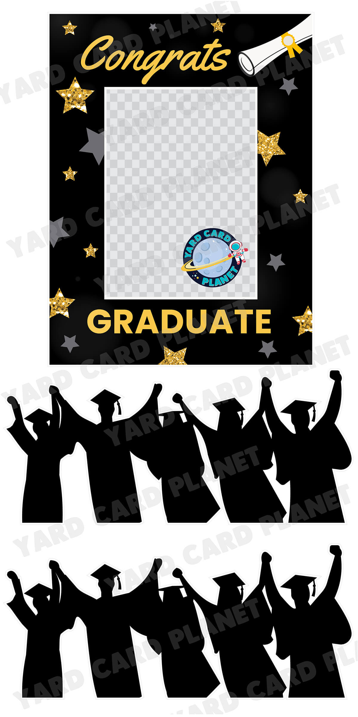 Congrats Graduate Photo Frame and EZ Setup Panels and Borders Yard Card Set