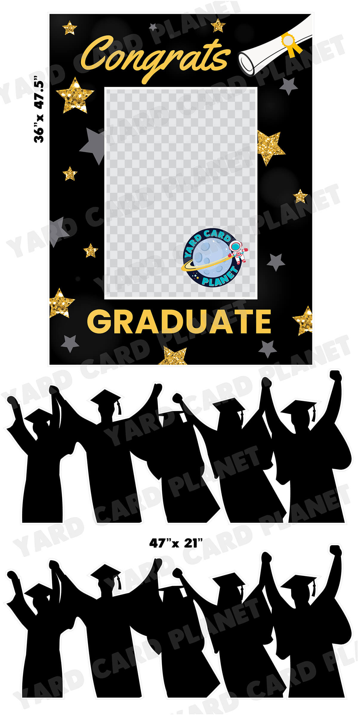 Congrats Graduate Photo Frame and EZ Setup Panels and Borders Yard Card Set