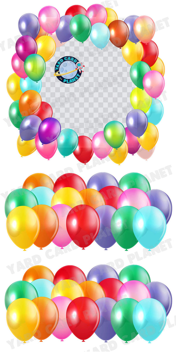 Bright Colorful Balloons Photo Frame and EZ Setup Panels and Borders Yard Card Set