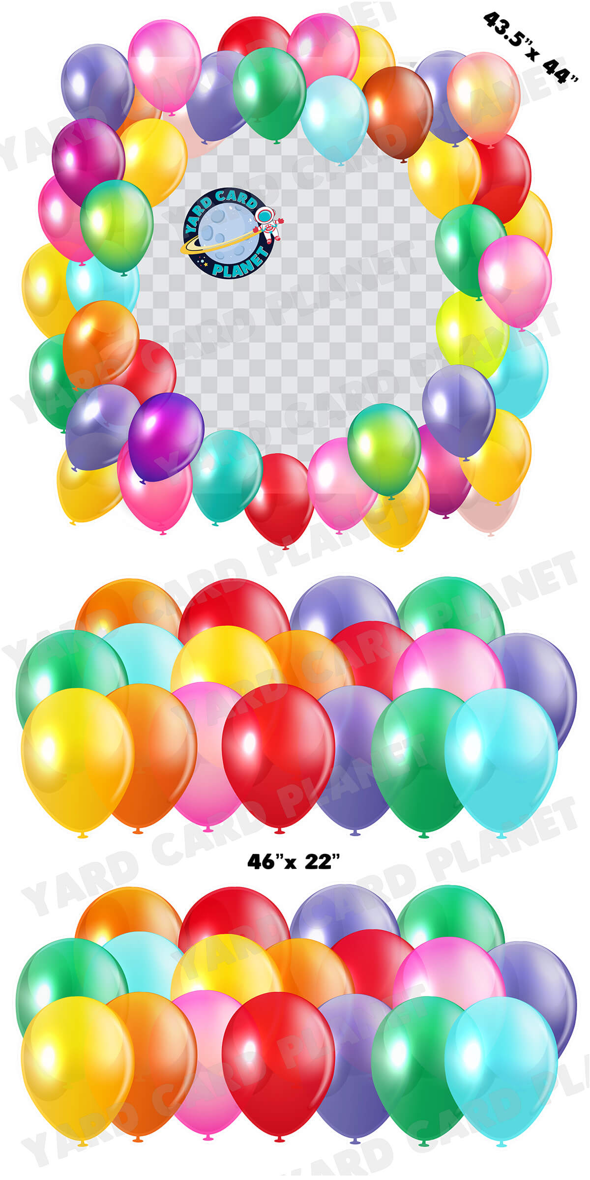 Bright Colorful Balloons Photo Frame and EZ Setup Panels and Borders Yard Card Set
