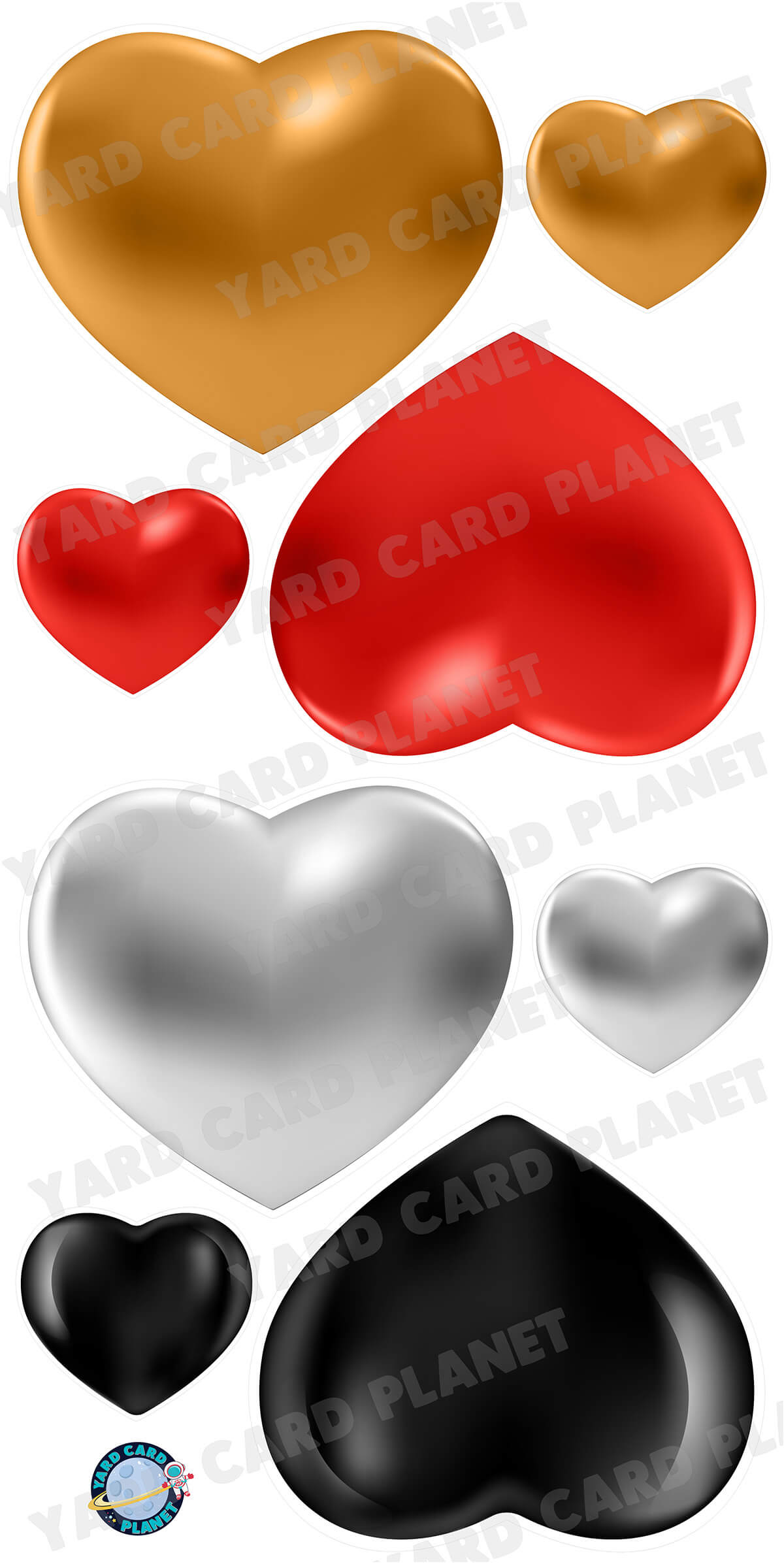 Metallic Hearts Yard Card Flair Set - Part 1