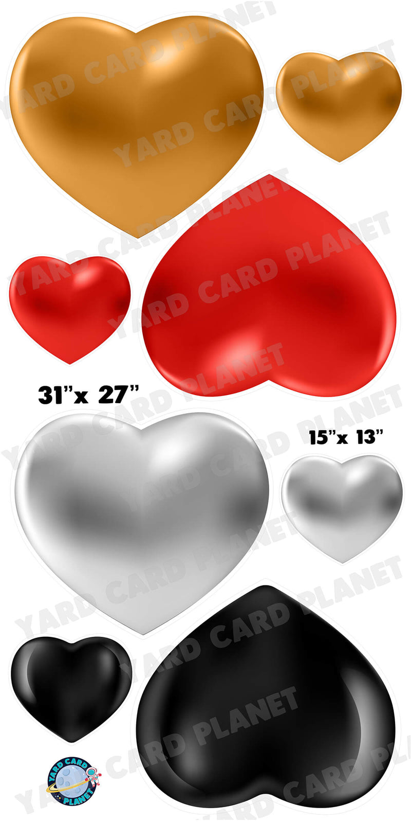Metallic Hearts Yard Card Flair Set - Part 1