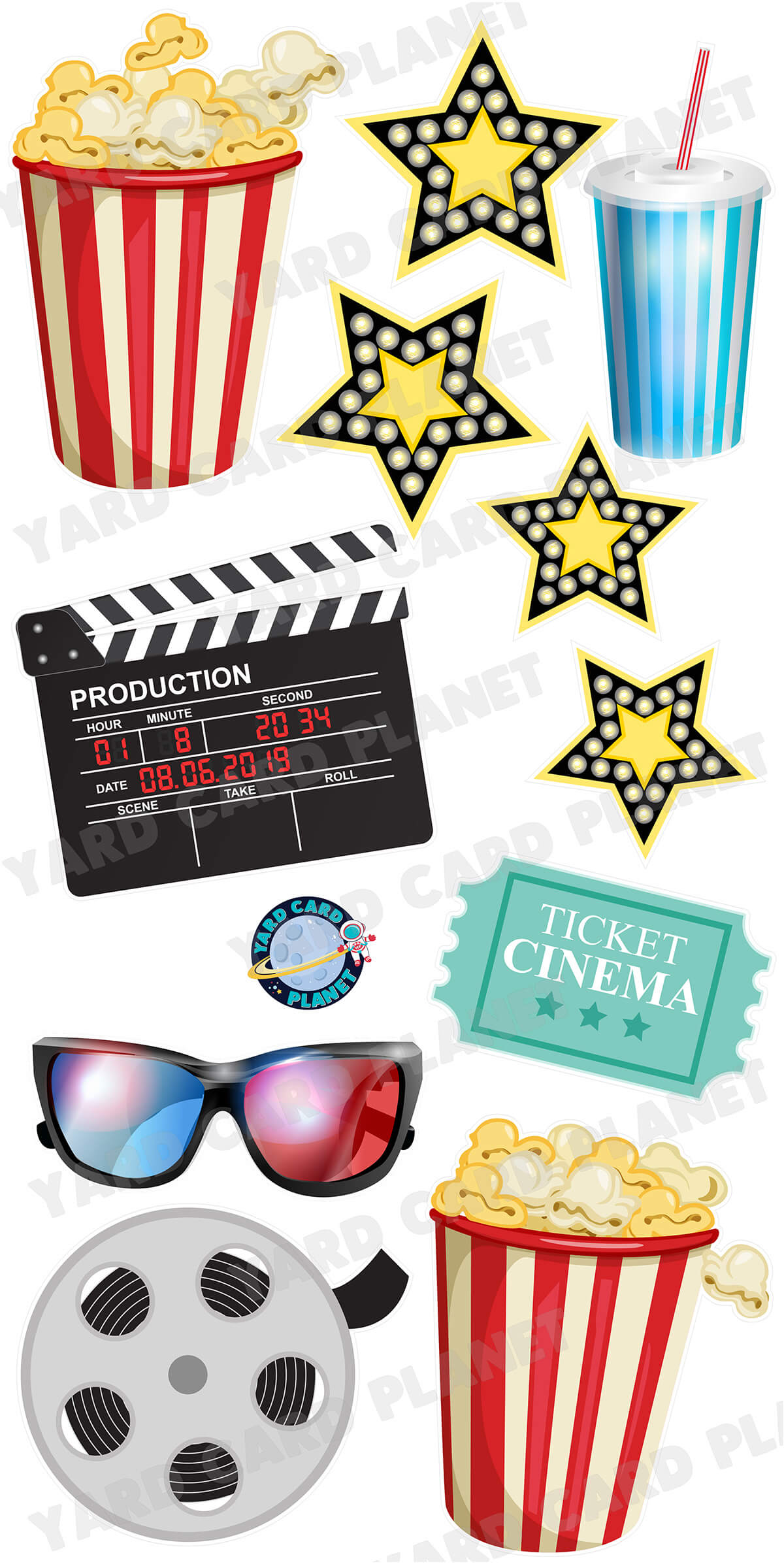 Movie Night Yard Card Flair Set