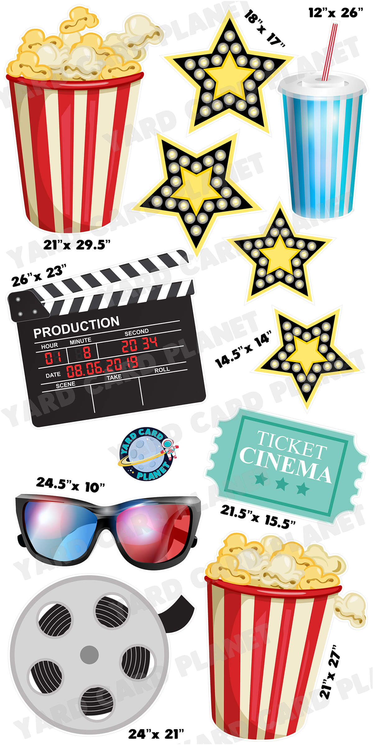 Movie Night Yard Card Flair Set