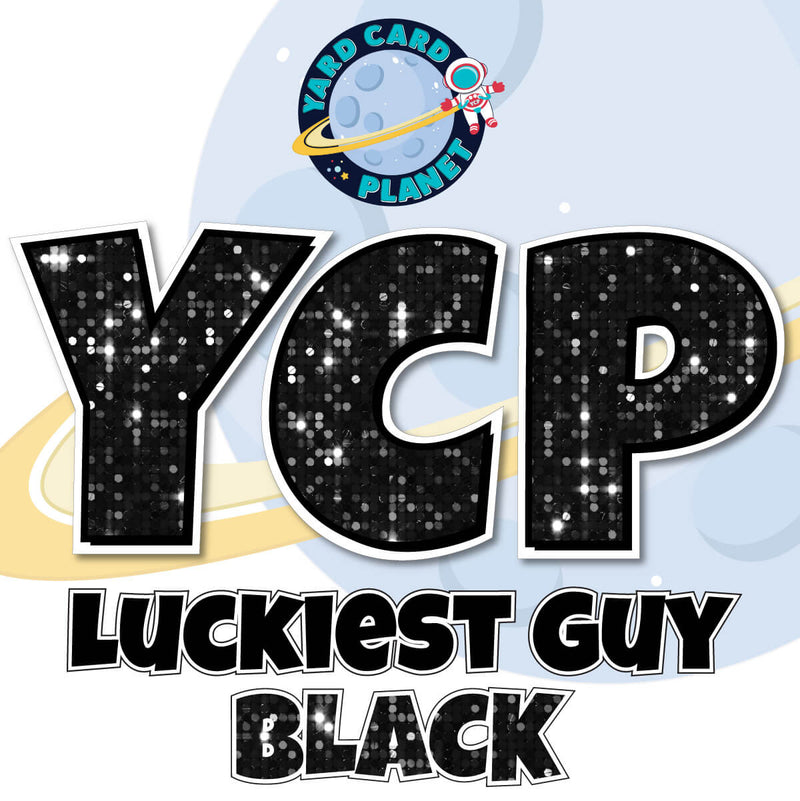 23" Luckiest Guy Large Letter and Symbols Set in Black Sequin Pattern