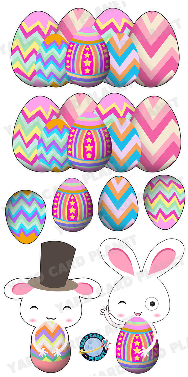 Easter Eggs EZ Setup Panels and Borders and Cute Bunny Yard Card Set