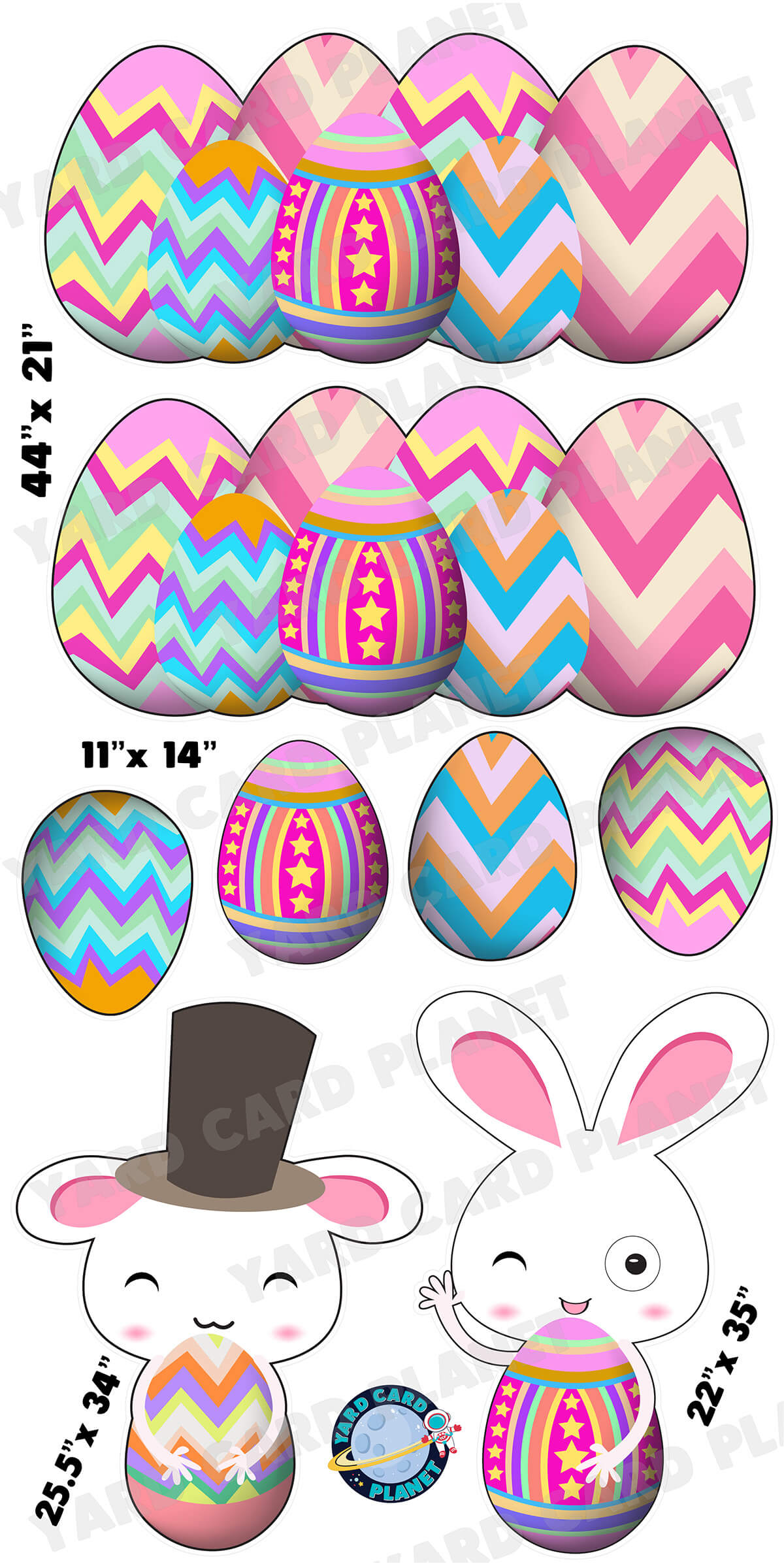 Easter Eggs EZ Setup Panels and Borders and Cute Bunny Yard Card Set