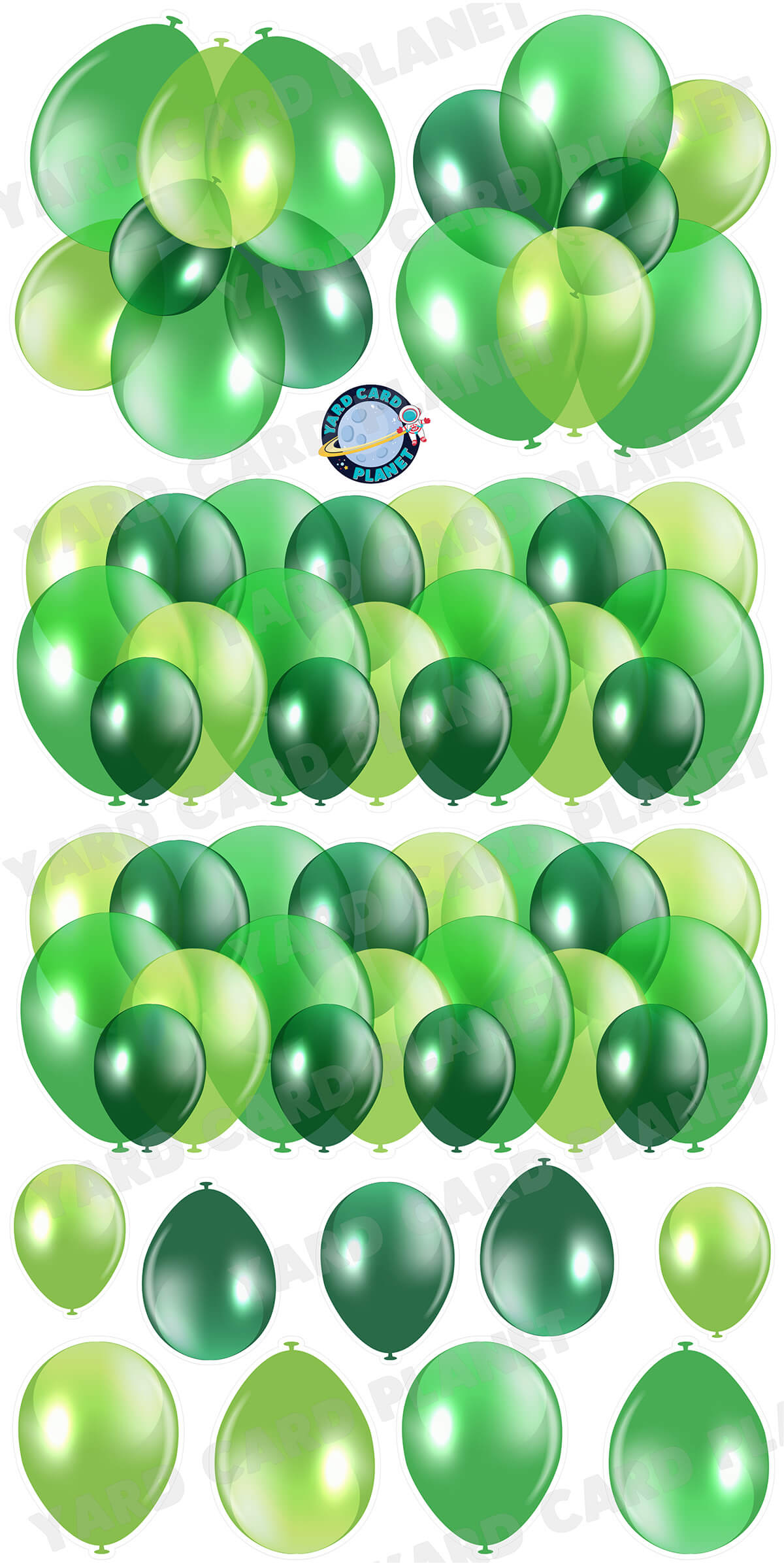 Green Balloon Panels, Bouquets and Singles Yard Card Set