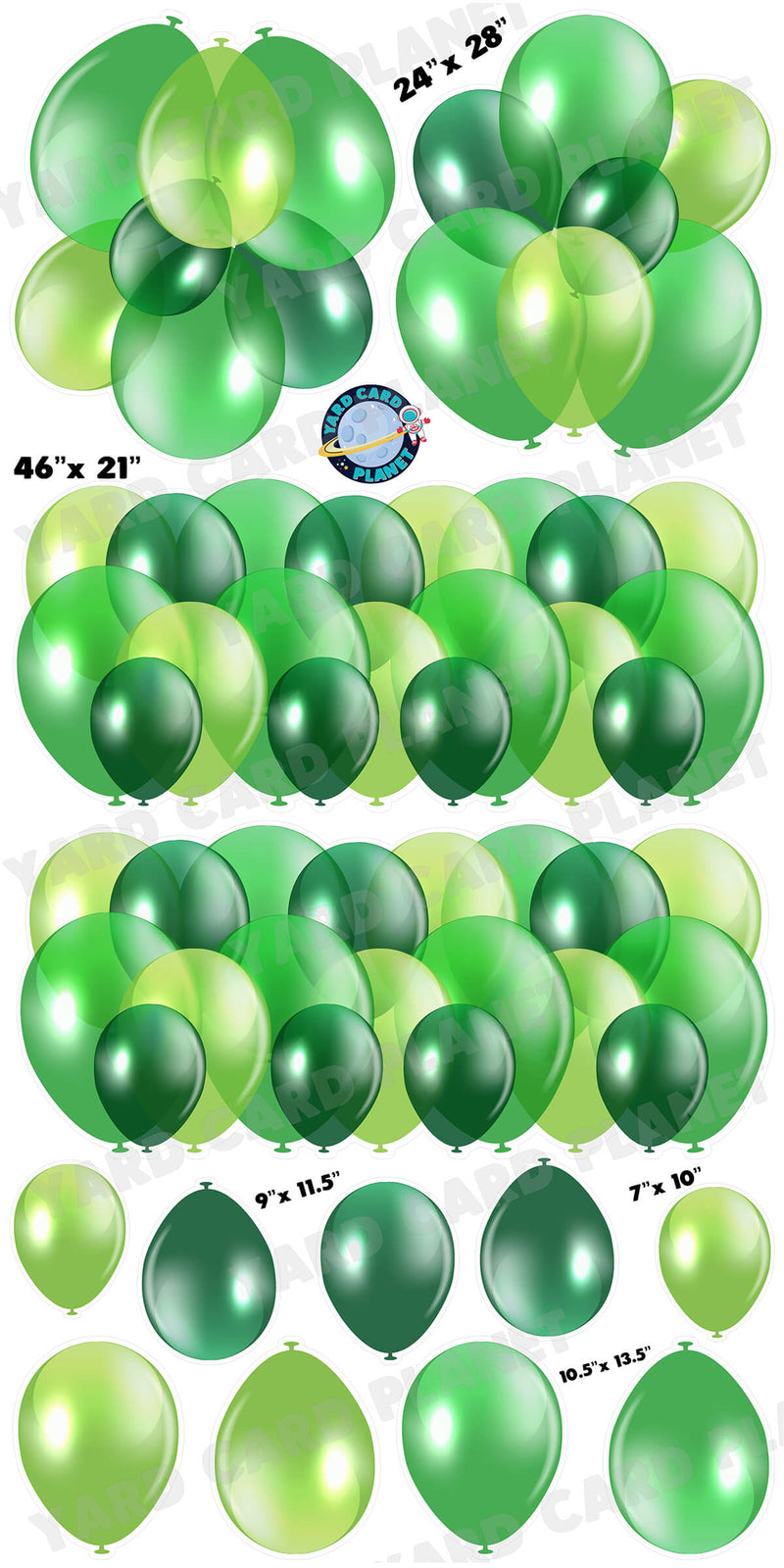 Green Balloon Panels, Bouquets and Singles Yard Card Set