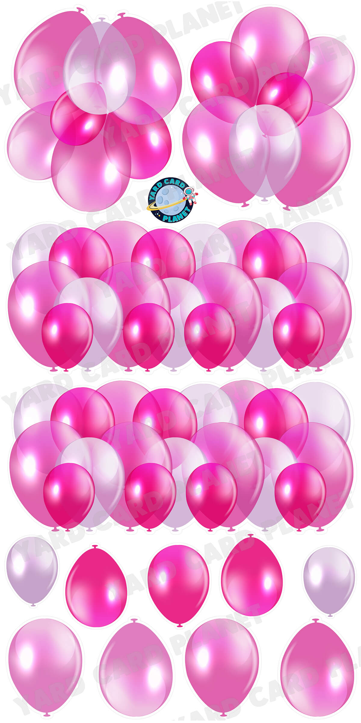 Pink Balloon Panels, Bouquets and Singles Yard Card Set