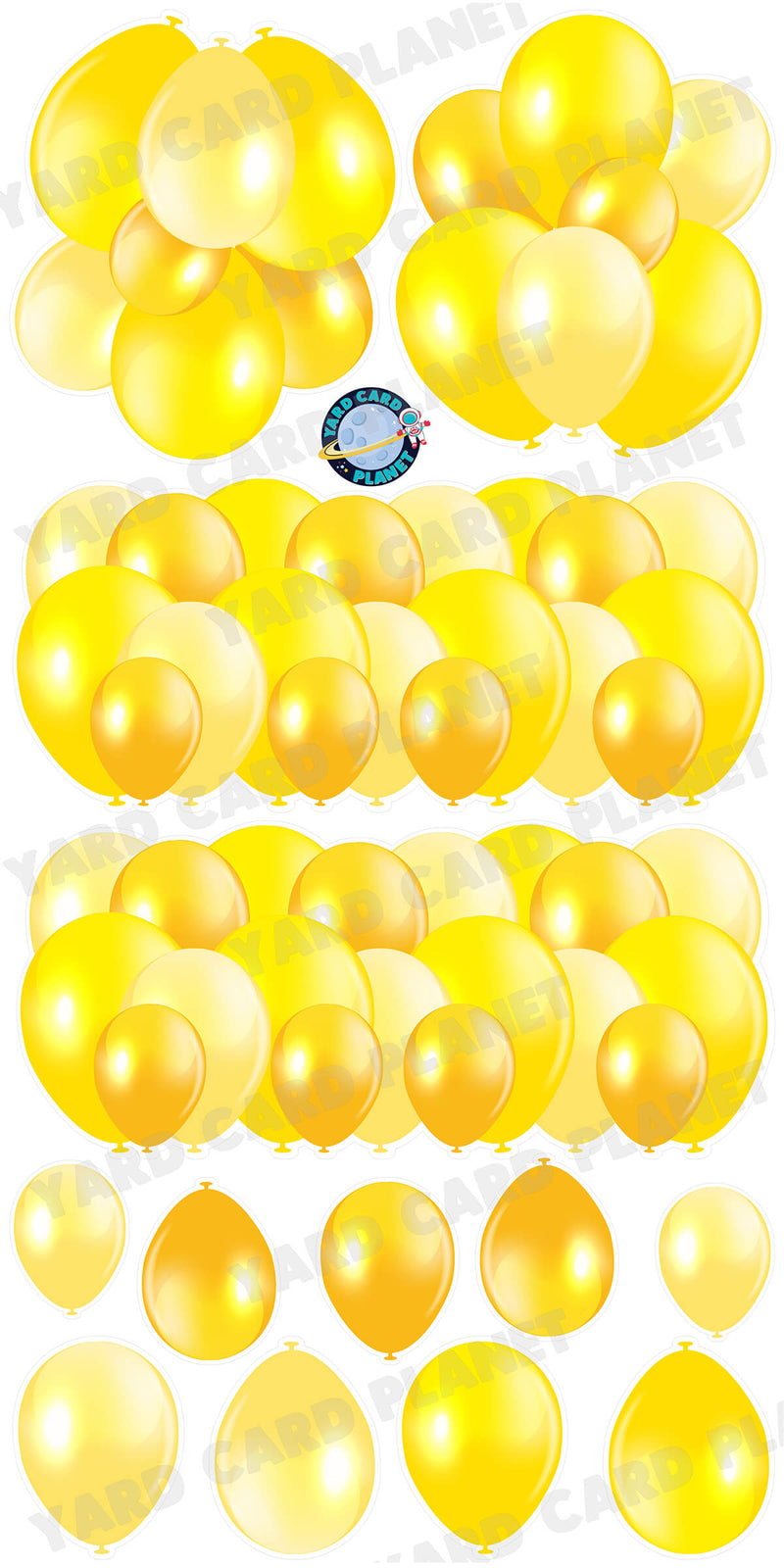 Yellow Balloon Panels, Bouquets and Singles Yard Card Set