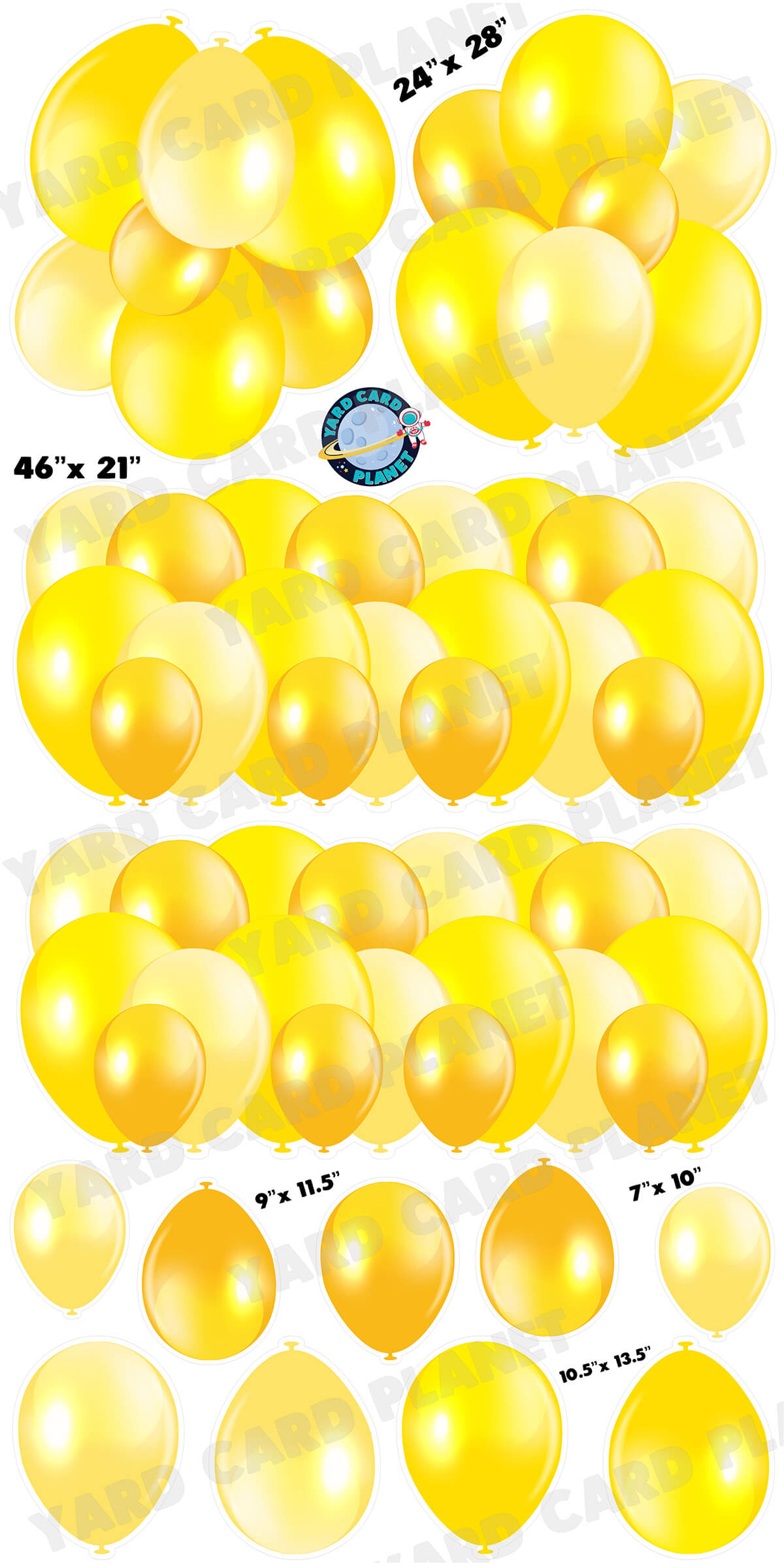 Yellow Balloon Panels, Bouquets and Singles Yard Card Set