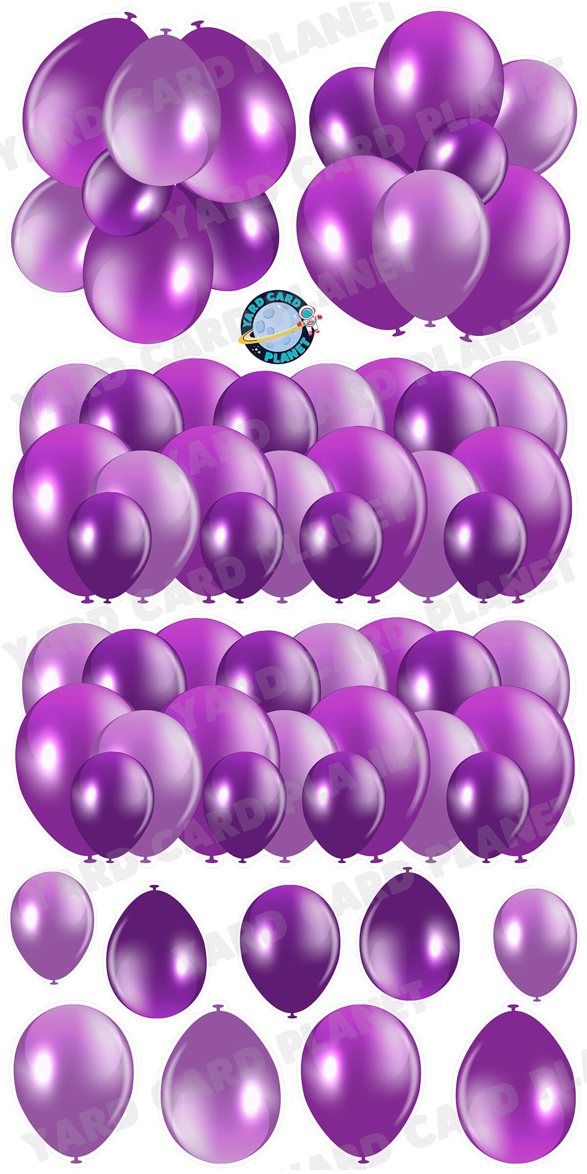 Purple Balloon Panels, Bouquets and Singles Yard Card Set