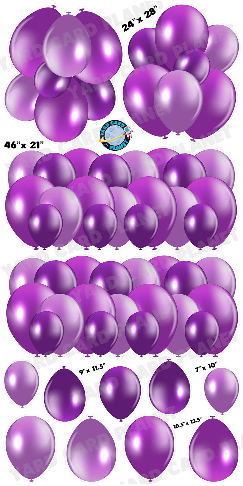 Purple Balloon Panels, Bouquets and Singles Yard Card Set