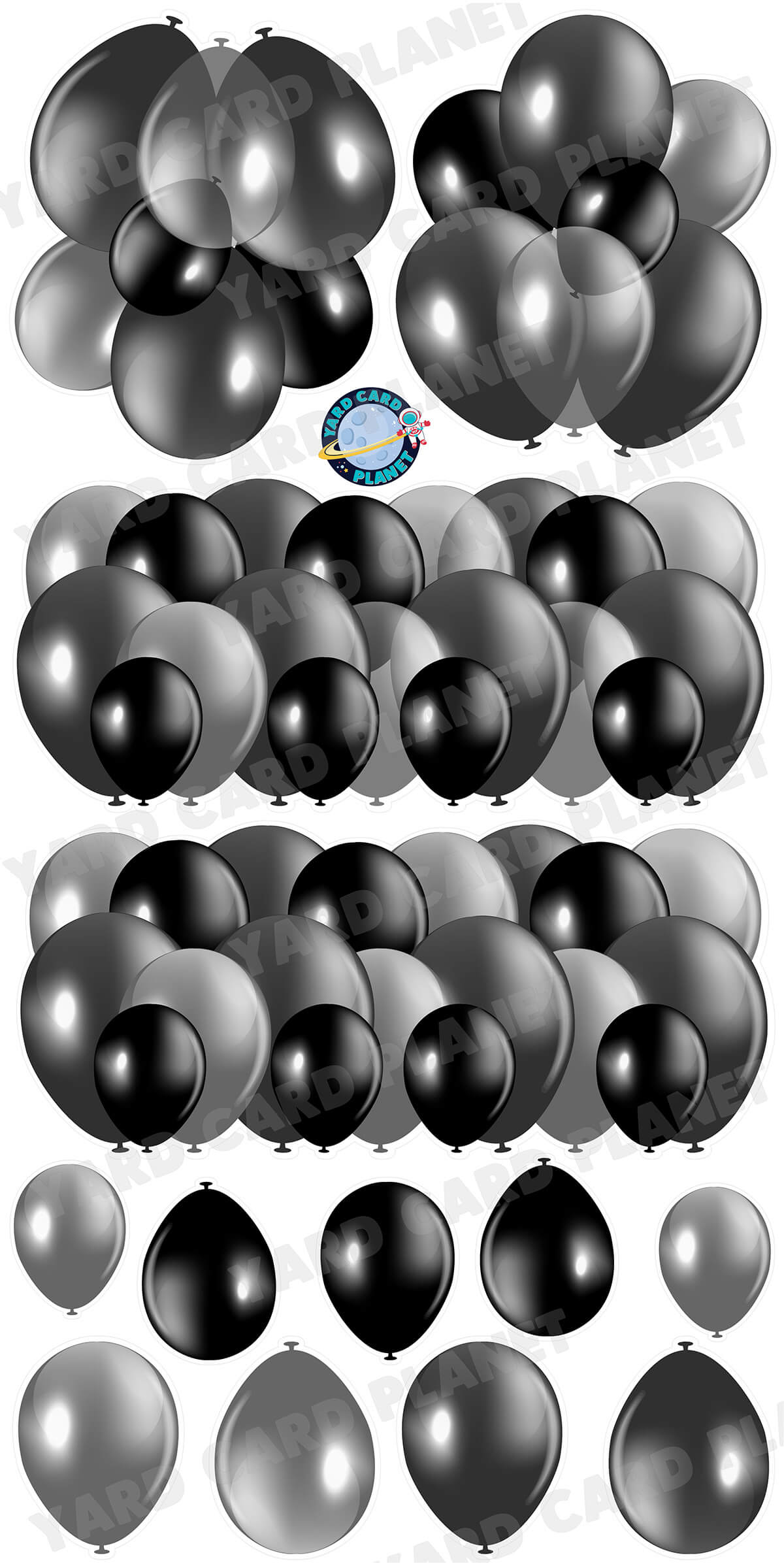 Black Balloon Panels, Bouquets and Singles Yard Card Set