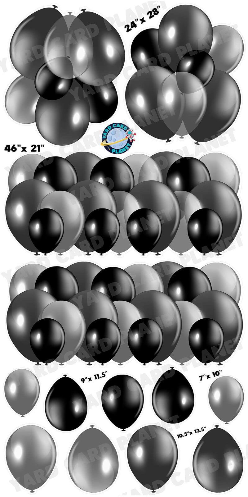 Black Balloon Panels, Bouquets and Singles Yard Card Set
