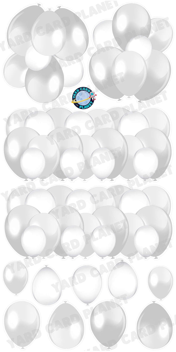 White Balloon Panels, Bouquets and Singles Yard Card Set