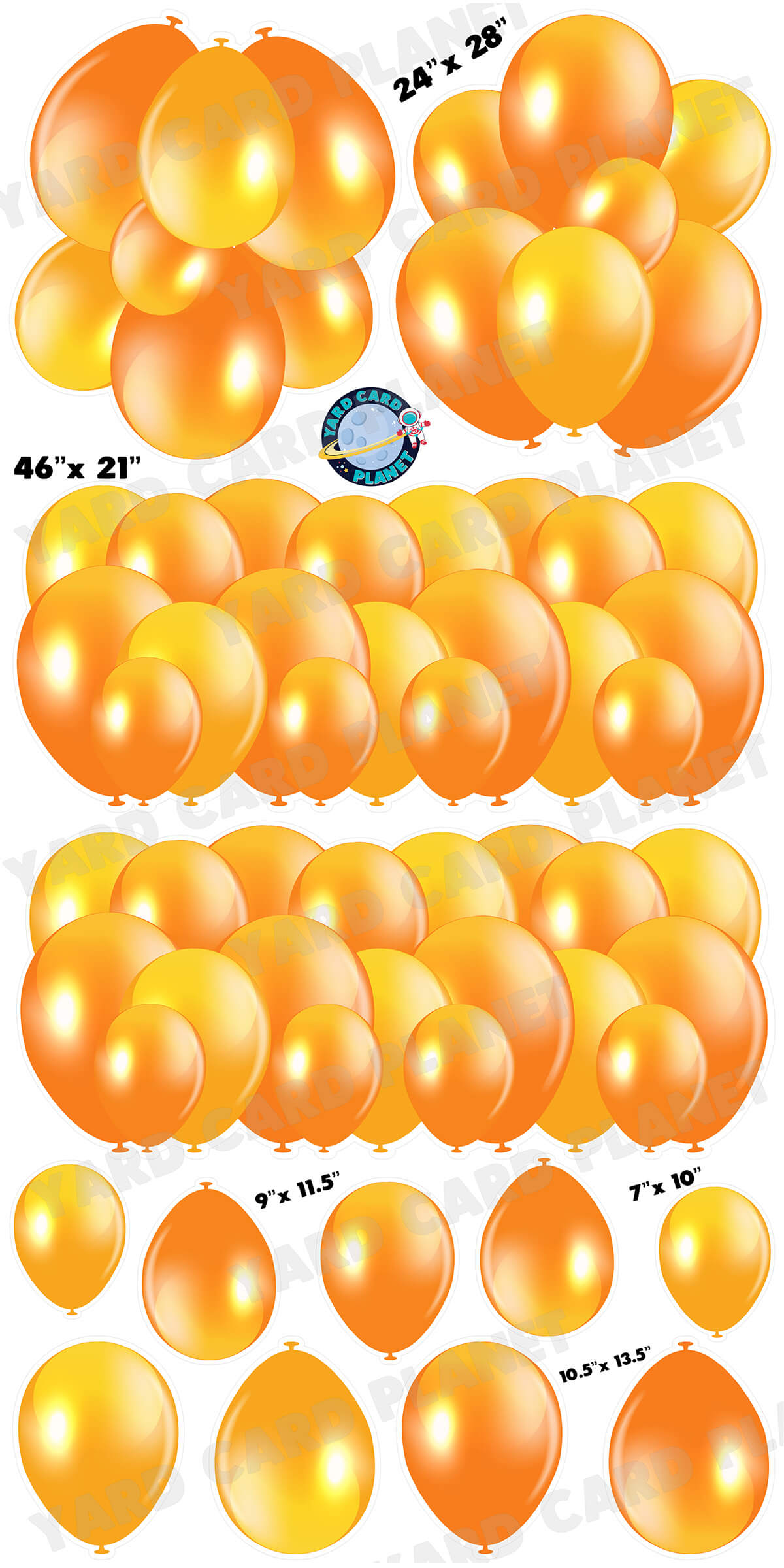 Orange Balloon Panels, Bouquets and Singles Yard Card Set