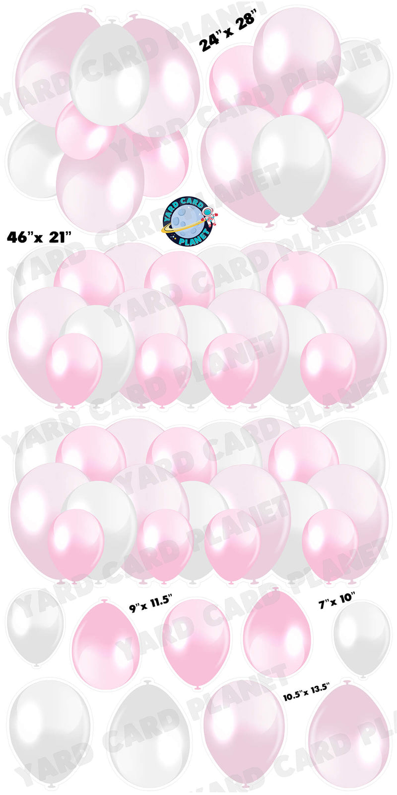 Light Pink Balloon Panels, Bouquets and Singles Yard Card Set