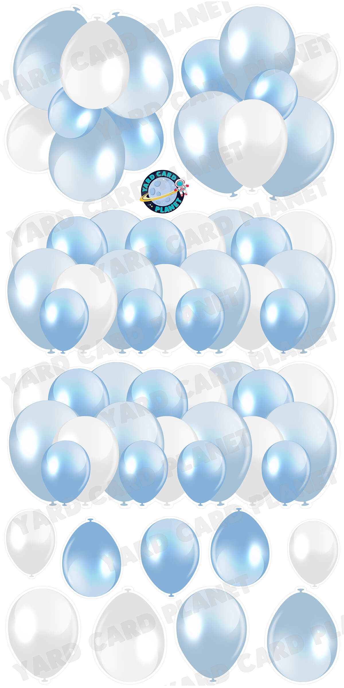 Baby Blue Balloon Panels, Bouquets and Singles Yard Card Set