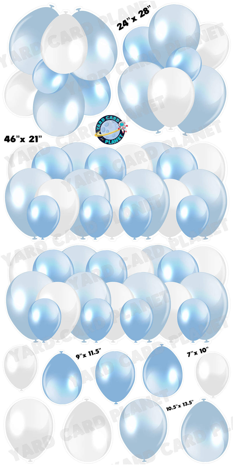 Baby Blue Balloon Panels, Bouquets and Singles Yard Card Set