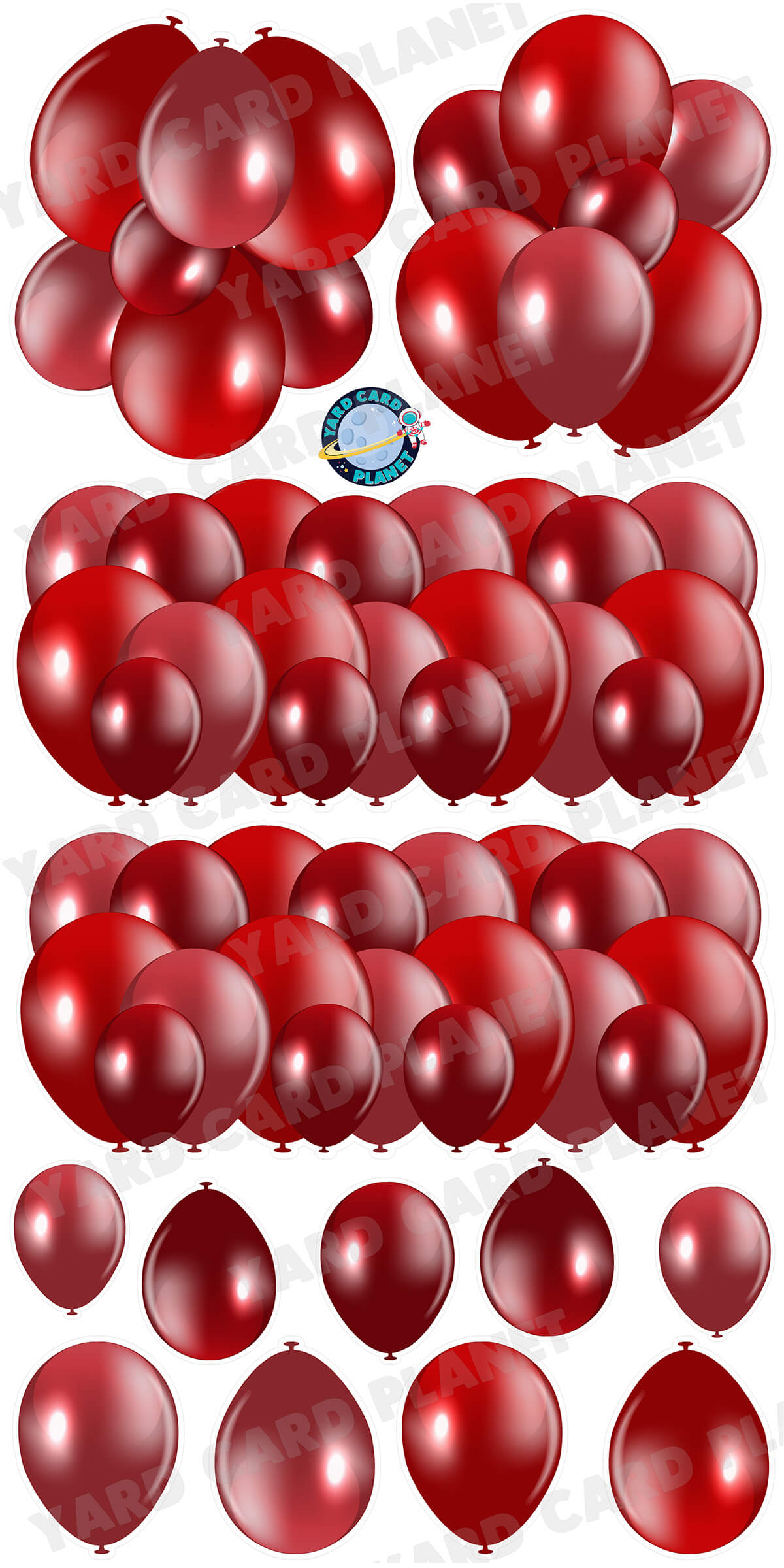 Maroon Balloon Panels, Bouquets and Singles Yard Card Set