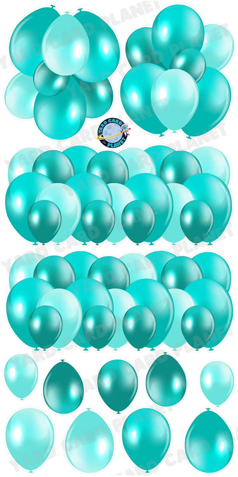 Teal Balloon Panels, Bouquets and Singles Yard Card Set