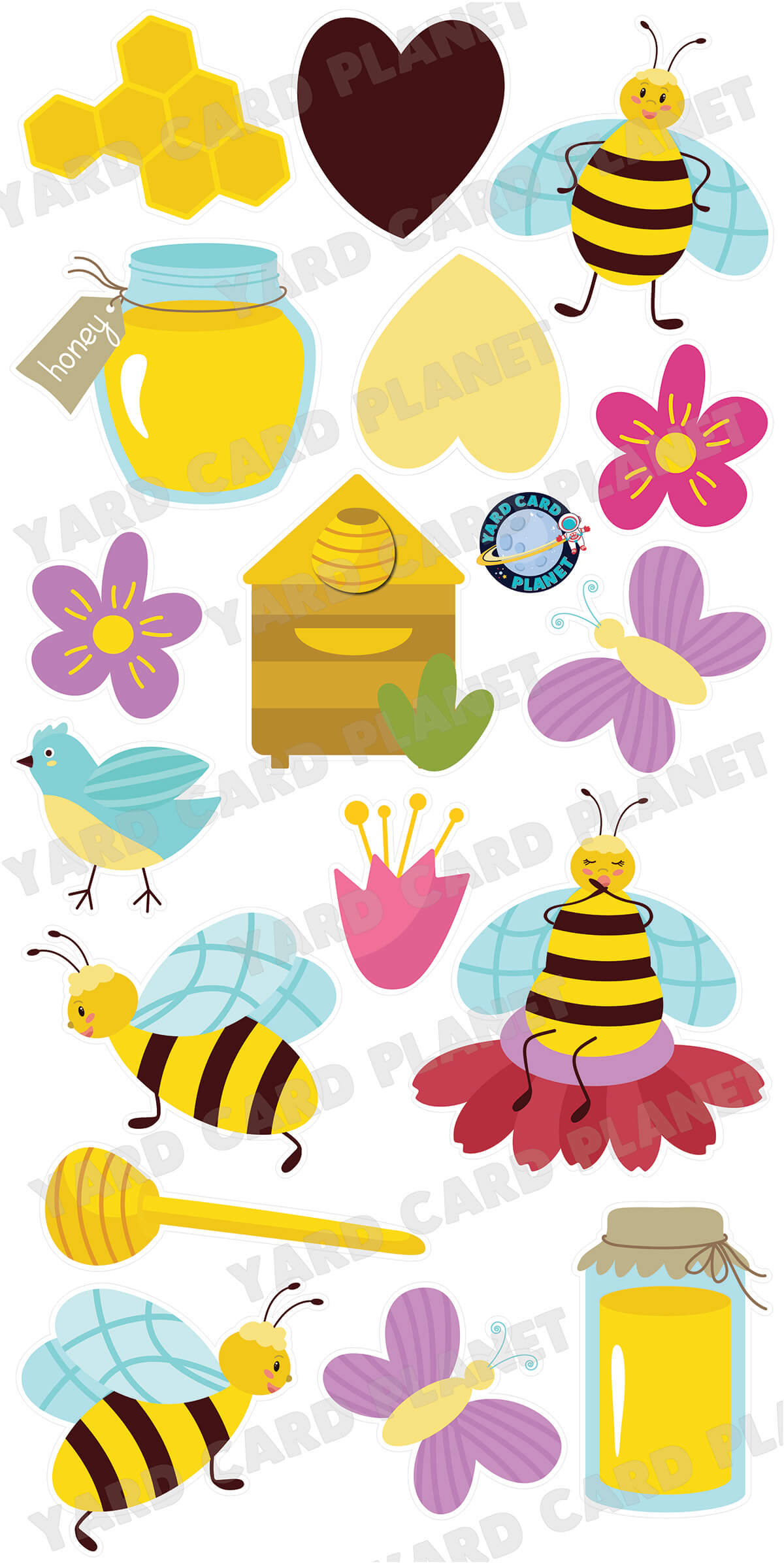 Busy Bees Buzzing Yard Card Flair Set