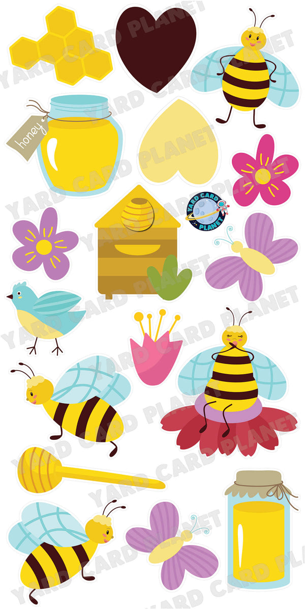 Busy Bees Buzzing Yard Card Flair Set
