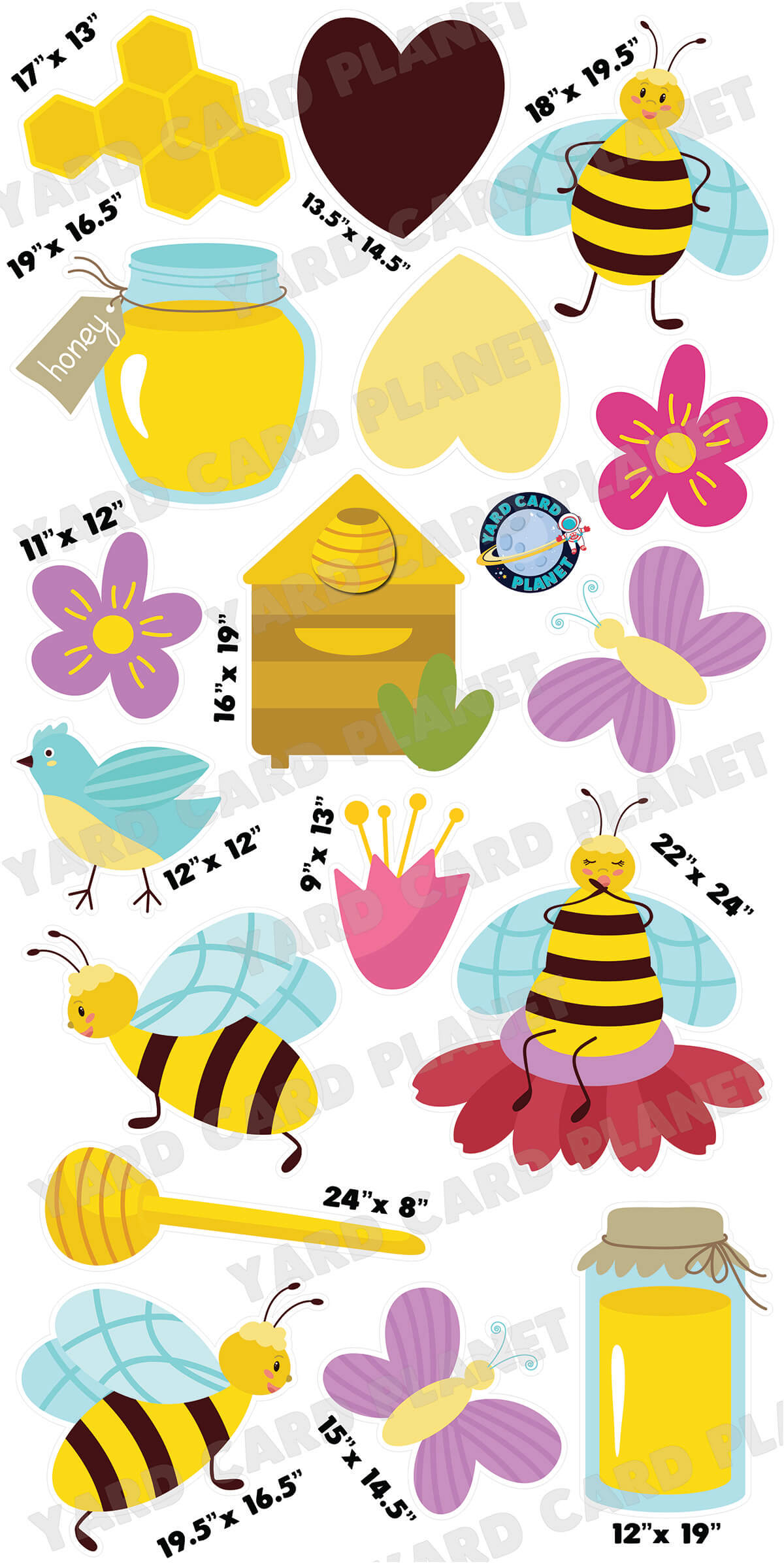 Busy Bees Buzzing Yard Card Flair Set