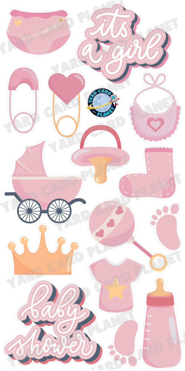 It's A Girl Baby Shower Yard Card Flair Set