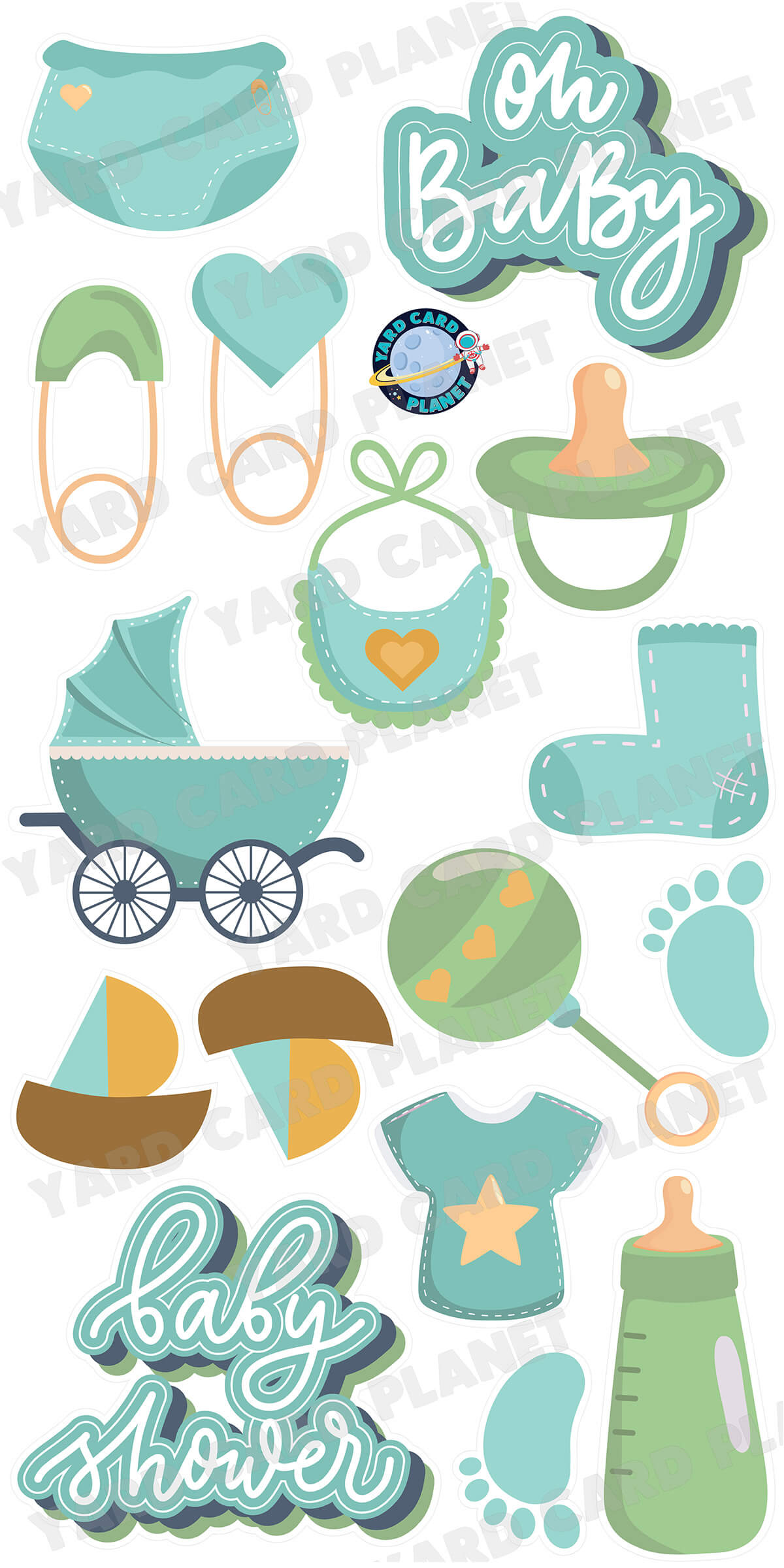 Oh Baby Boy Baby Shower Yard Card Flair Set