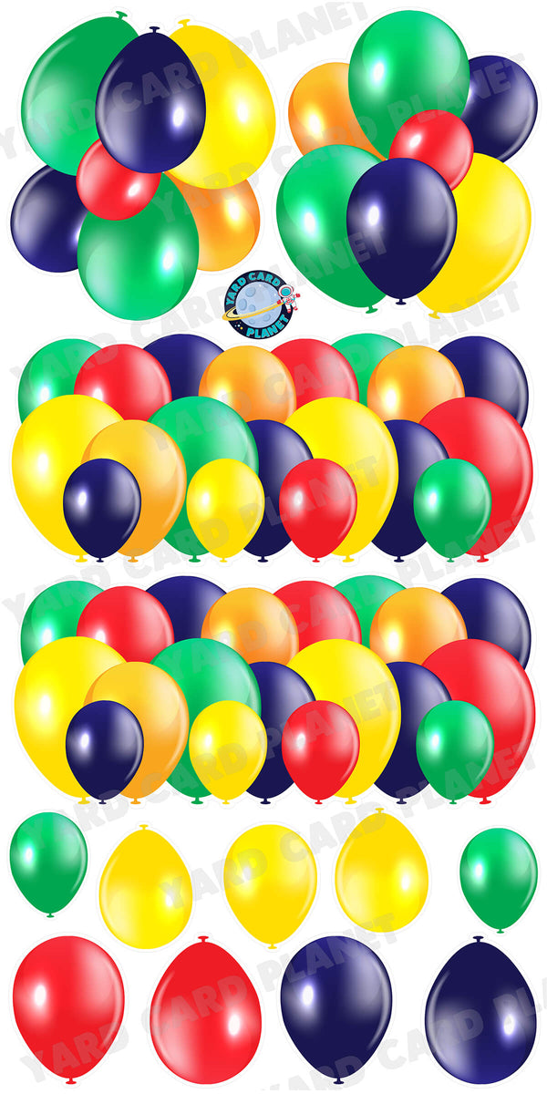 Multi-Colored Balloon Panels, Bouquets and Singles Yard Card Set