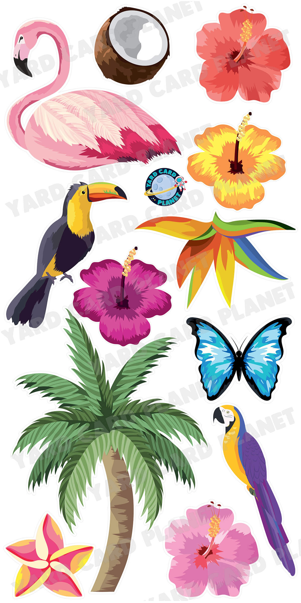 Tropical Getaway Yard Card Flair Set