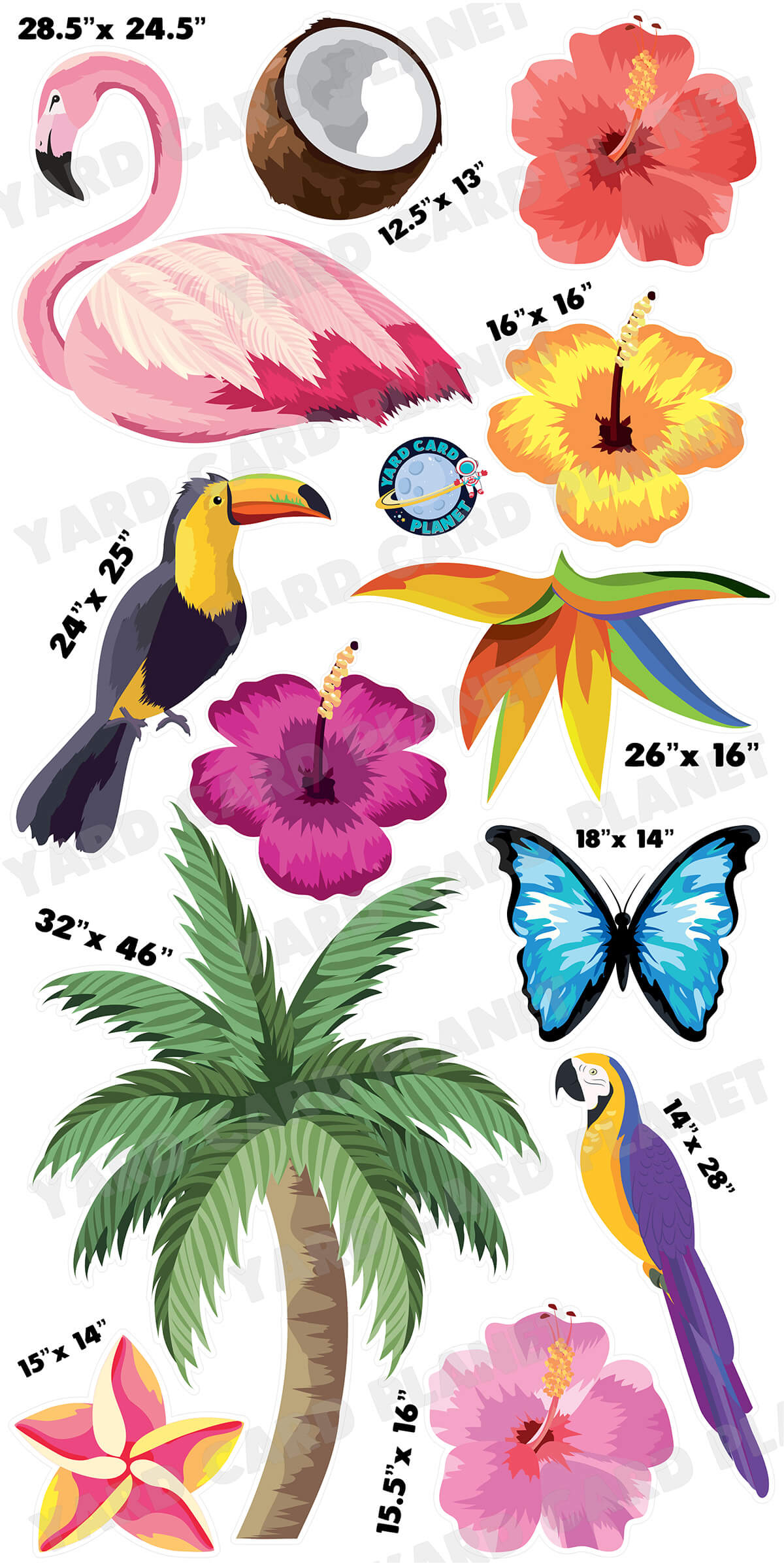 Tropical Getaway Yard Card Flair Set