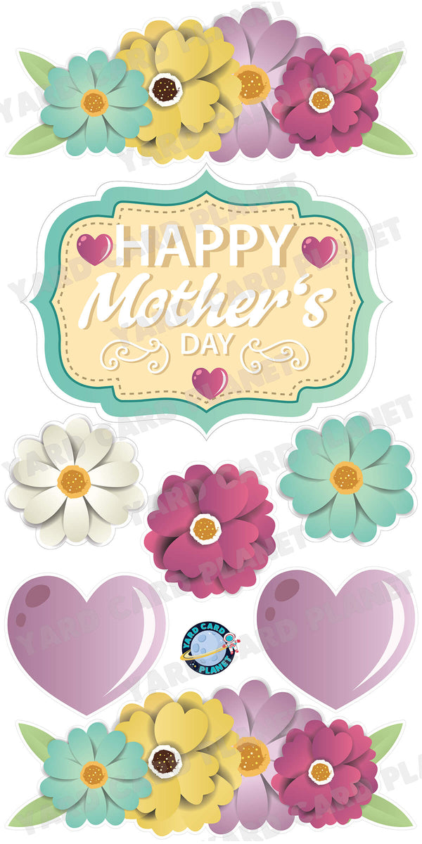 Happy Mother's Day EZ Quick Sign and Floral Panels Yard Card Flair Set