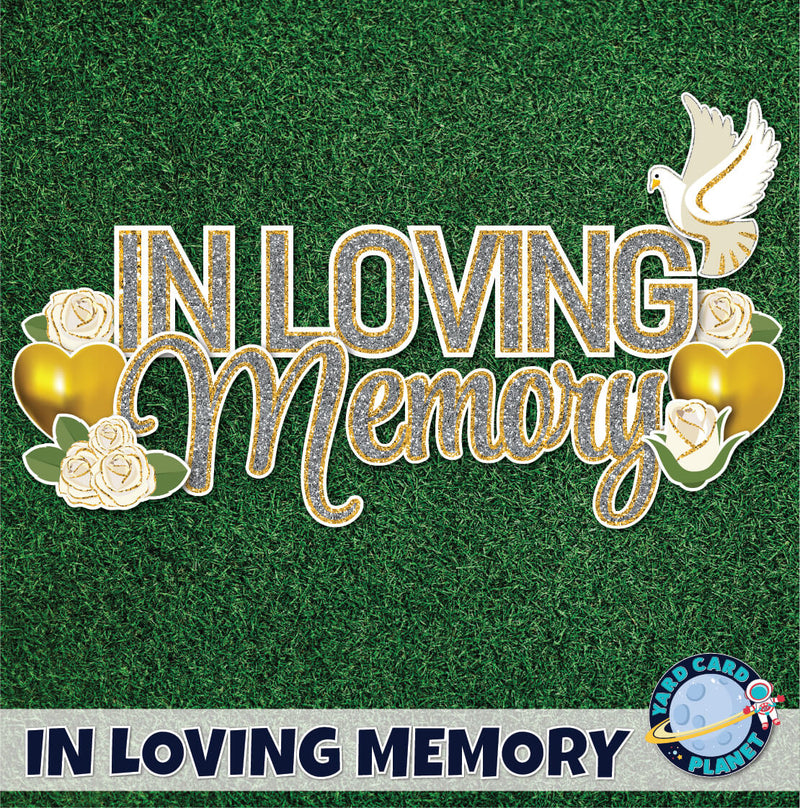 Gold and Silver Glitter In Loving Memory EZ Quick Set and Yard Card Flair Set