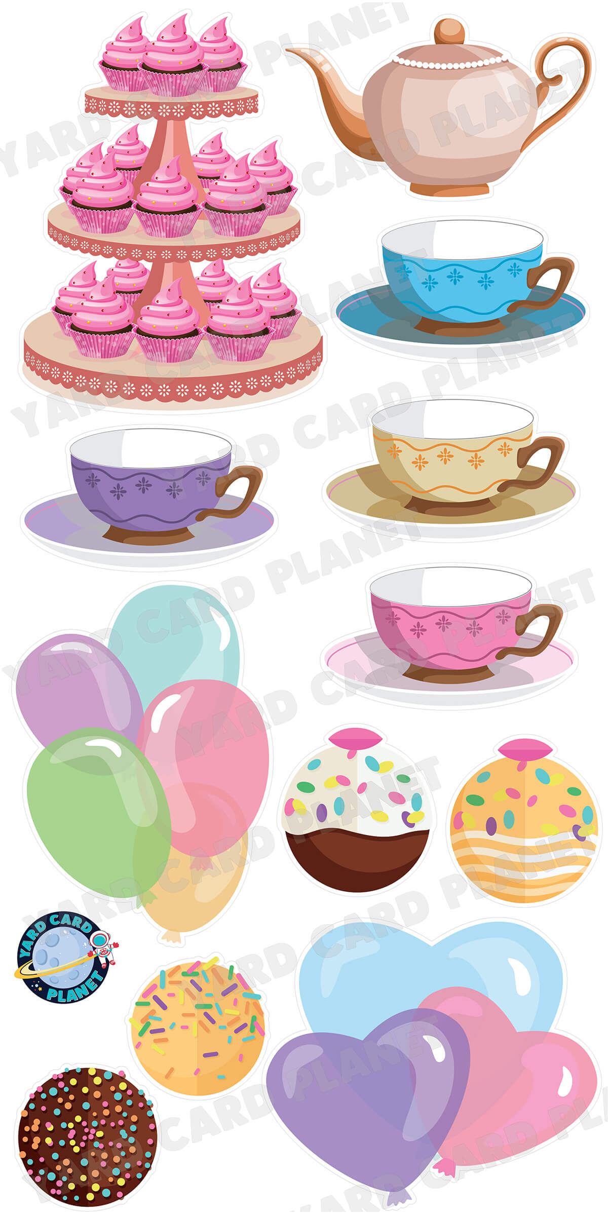 Tea Party Yard Card Flair Set