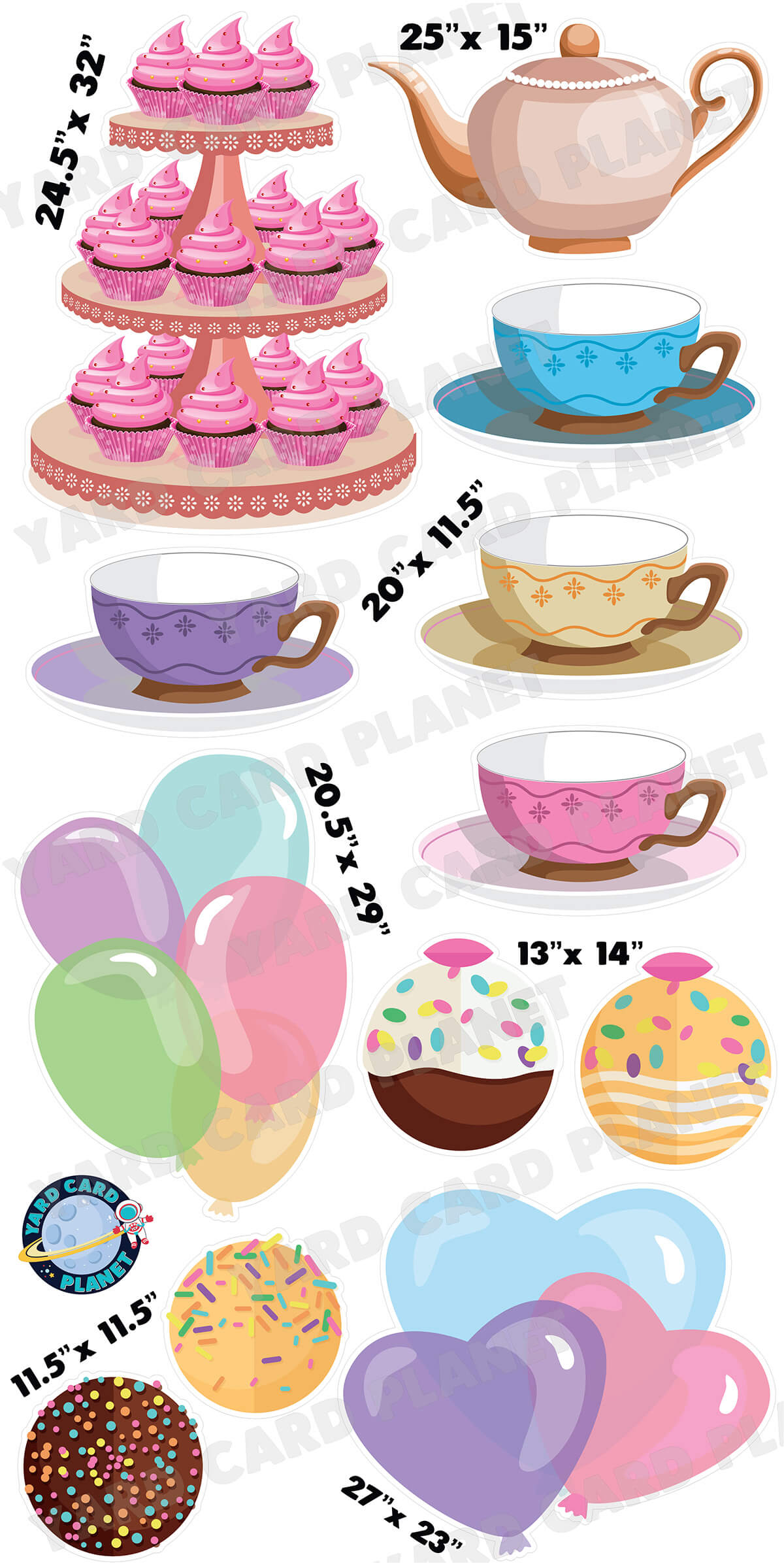 Tea Party Yard Card Flair Set